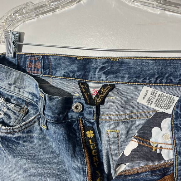 Lucky Brand Bootcut Distressed 5 Pocket Casual Blue Denim Jeans Women’s Size 30 - Picture 3 of 8